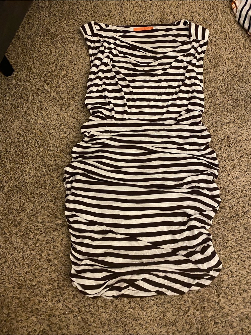 Striped Sleeveless Dress - White and Black
